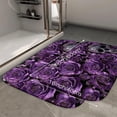 thumbnail image 2 of 1pc Purple Roses and Silver Skull Absorbent Non-Slip Bathroom Thickened Flannel Rug Decor,Soft,Quick Drying,Suitable For Indoor/outdoor Use,Bathrooms,Bedrooms,Kitchens,Terrace,Laundry Rooms,16"x24", 2 of 9