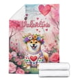thumbnail image 2 of Hello Valentine’s Day Shiba Inu Flower Crown Romantic Pink Floral Cozy Fleece Blanket Shibas Dog Lovers Gifts Idea Warm Soft Throw Blanket - 00031, 2 of 5