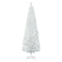 6ft Slim Pencil Christmas Tree, Artificial Xmas Tree with 390 Tips, Plastic Base - White