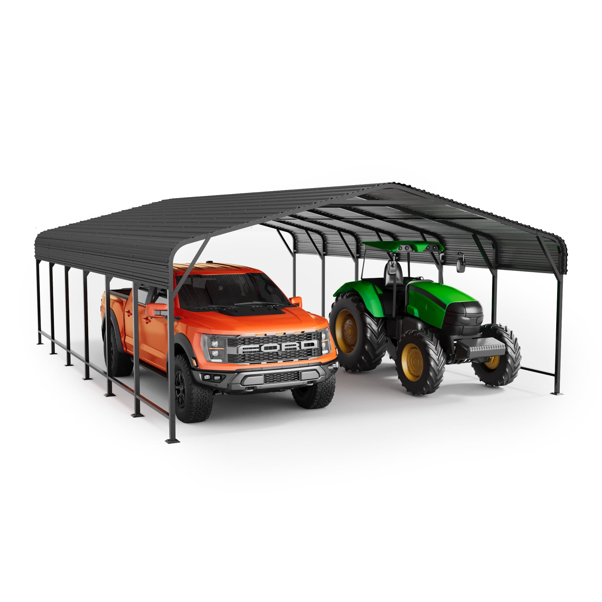 EASYHAWK 20x30 FT Heavy Duty Galvanized Steel Carport - Outdoor Metal Carport Vehicle Shelter for Cars, Trucks, SUVs, Boats & Tractors