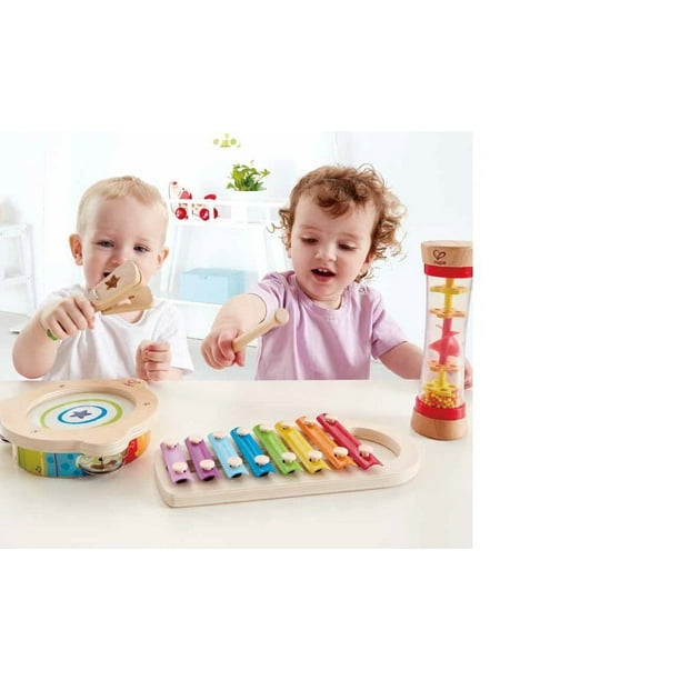 Hape 5 Piece Toddler Instrumental Beat Box Musical Set, Wooden Music