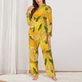 thumbnail image 3 of Disketp Pajamas Set Long Sleeve Sleepwear Womens Button Down Nightwear Pj Sets-Yellow Limes, 3 of 9