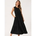 thumbnail image 3 of DARING DIVA Sleeveless Crewneck Tiered Casual Midi Dress L Black, 3 of 7