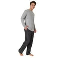 thumbnail image 4 of Hanes Men's Flannel Sleep Set, Long Sleeve Top with Plaid Printed Pajama Pants, Grey, 4 of 7