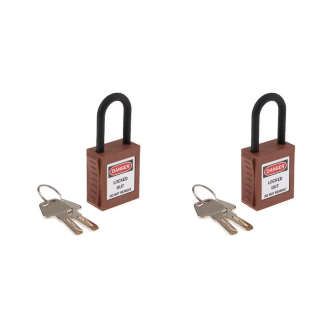 Thinsony 38 mm PVC Curved Safety Lockout Padlock Strong and Resilient Brown 90x40x19 mm 2Set
