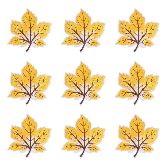 Uxcell 9pcs Fall Maple Leaf Iron-on Patch, 7.9x8.3cm Cute Sew Embroidery Applique Patches for Clothing Repair Thanksgiving Decoration, Yellow