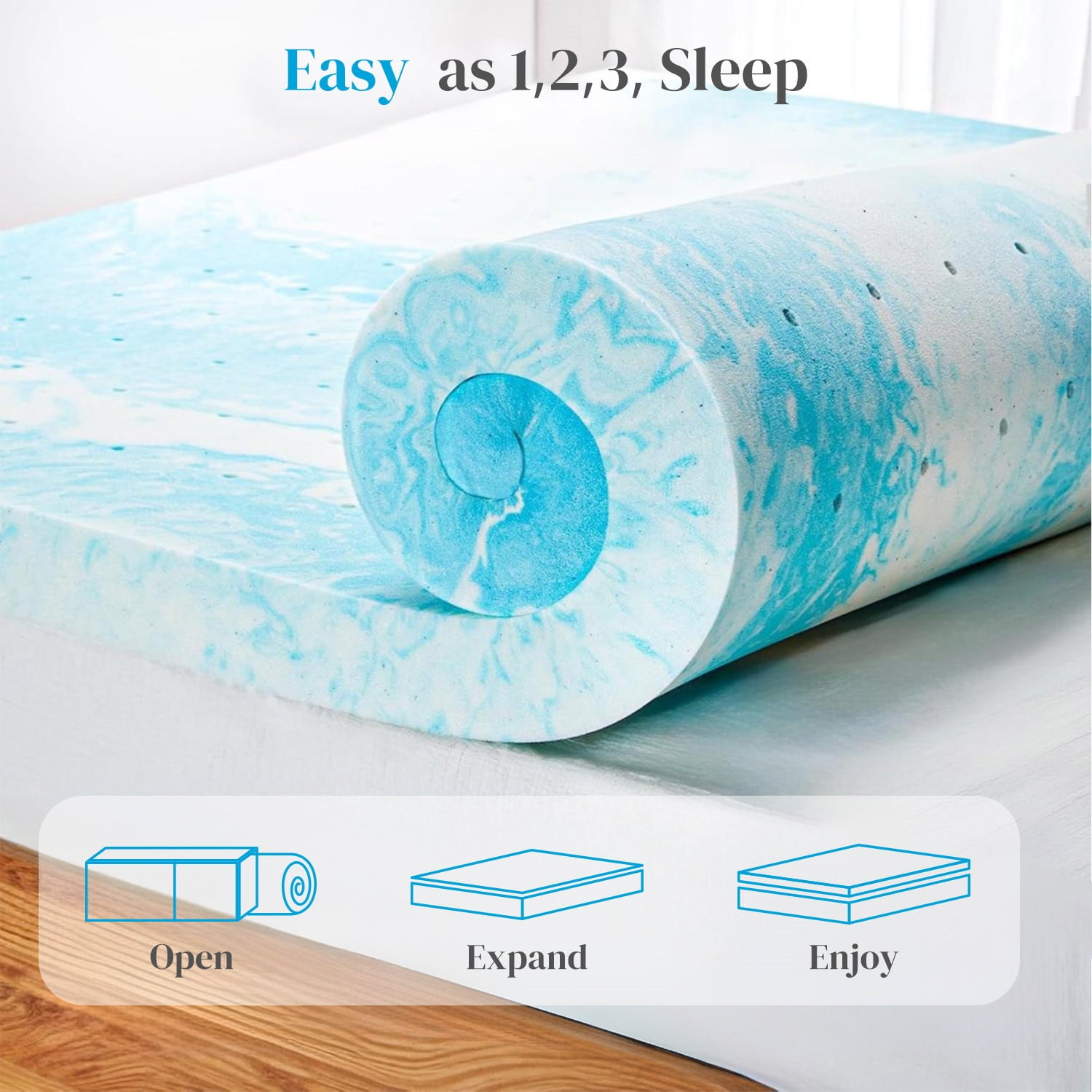 3 inches Queen Size Cooling Gel-infused Memory Foam Mattress Topper for Pressure Relief