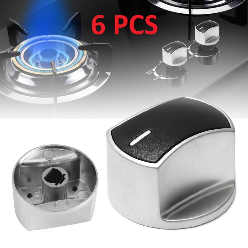 A 2 Piece Kitchen Metal Gas Stove Range Burner Knob Switch Replacement 6mm Hole 