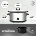 thumbnail image 3 of Kitchen Elite 7 Qt Slow Cooker, Stainless Steel Ceramic Crock Pot and Tempered Glass Lid, 3 of 9