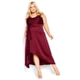 thumbnail image 3 of AURA Plus Size Satin Red Strap Dress Women V Neck Party Midi Dress 1XL 2XL 3XL, 3 of 7