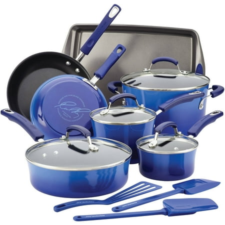 Rachael Ray Hard Porcelain Enamel Nonstick 14-Piece Cookware (Best Green Cookware Sets)