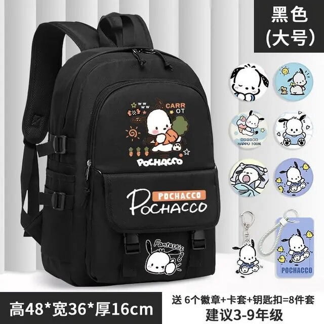 New Sanrio Kawaii Pochacco Backpack Boys and Girls Student Cartoon Backpack Lightweight Large Capacity Backpack Gift