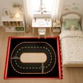 thumbnail image 3 of SPXUBZ Racing Track Velvet Area Rug, Black Road Pattern Rectangle Floor Carpet, Soft Plush Non Slip Rug for Game Room Bedroom 47.2"×31.5", 3 of 5
