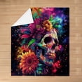 thumbnail image 3 of Sugar Skull Daisy Throw Blanket Baby 30x40 Colorful Retro Hippie Daisy Bed Blanket for Kids Teens Adults Outerspace Starry Galaxy Halloween Flannel Blanket for Office Bedroom, 3 of 6