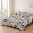 thumbnail image 2 of Quilts Twin Size Bedding Set, White Crane Lightweight Quilted Comforter, Pink Chery Blossom Vintage Pine Banches Cloud Soft Reversible Bedspread Coverlet with Pillow Covers for All Season, 68" x 86", 2 of 9