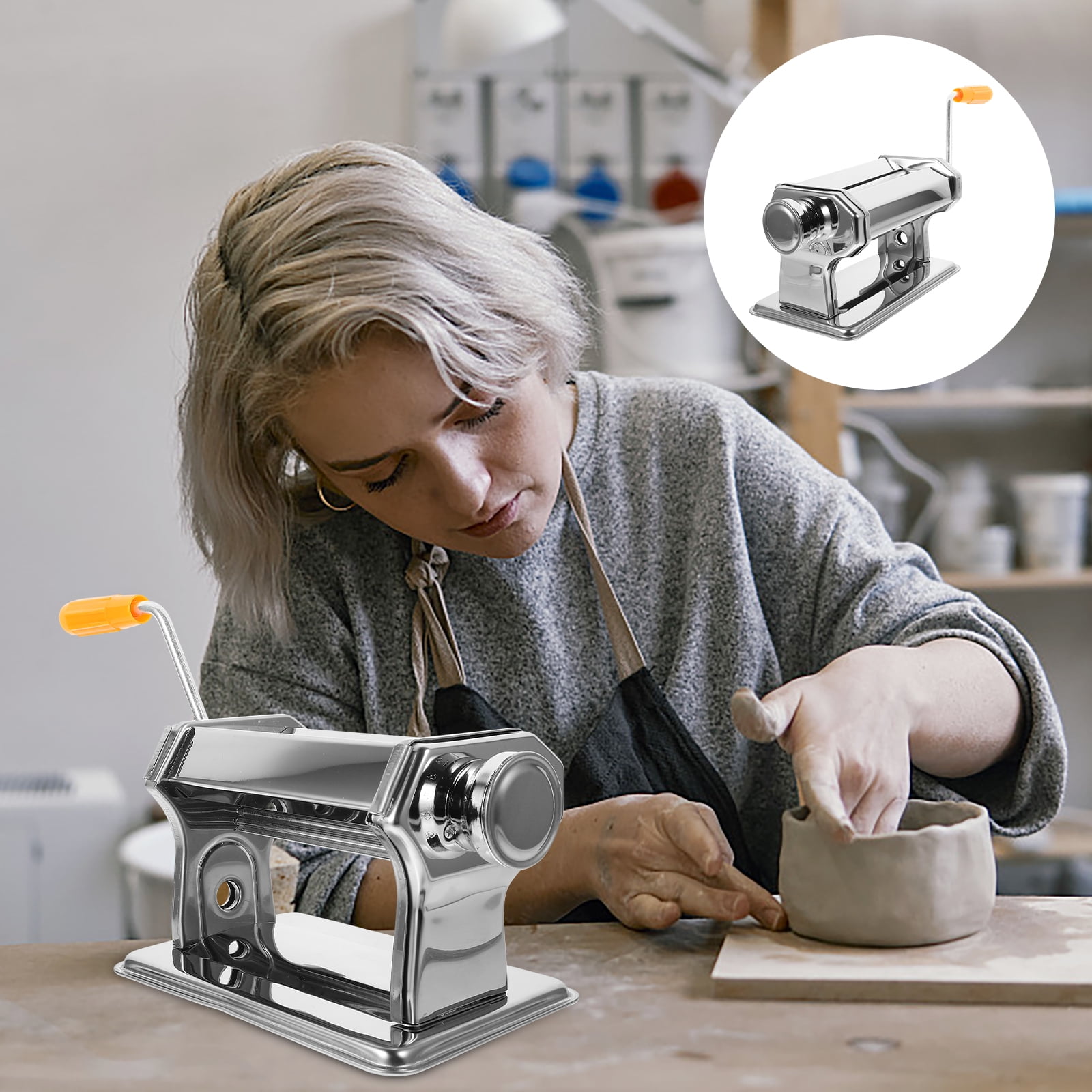 Omeite Soft Clay Gradient Thin Slices Hand- Portable Clay Press for Crafting and Modeling