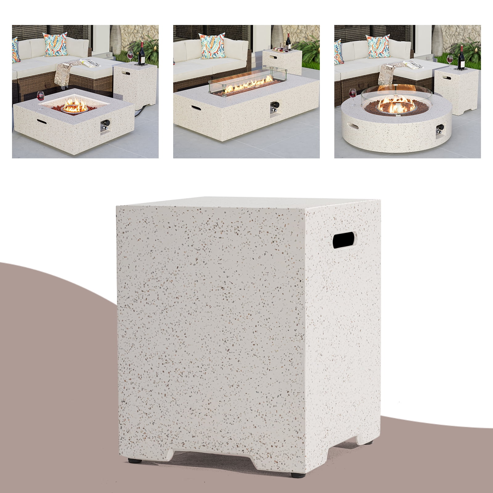 VENTOPYR Outdoor Terrazzo Propane Tank Cover,Hides 20lb Gas Tanks for Fire Pits With Side Handles