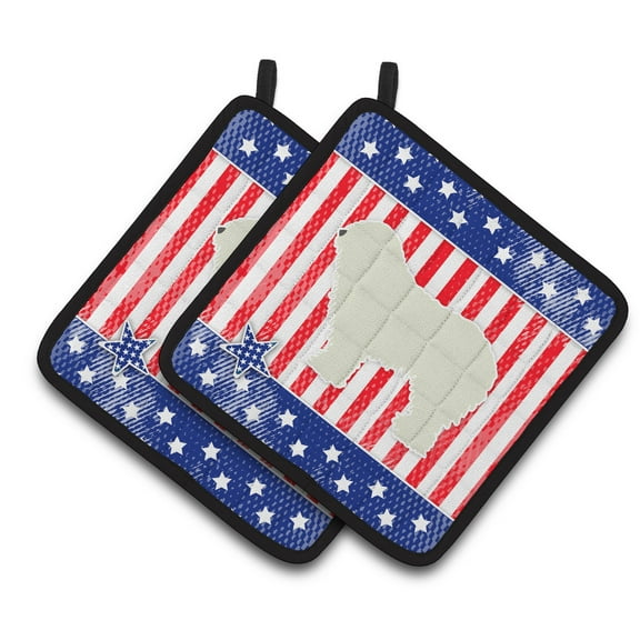 Carolines Treasures BB3355PTHD Patriotic Komondor Pair of Pot Holders , 7.5HX7.5W, multicolor