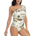thumbnail image 3 of Goofa Road Trip Pattern Women's One Piece Swimsuits Tummy Control Bathing Suits Asymmetric One Shoulder Swimwear-XX-Large, 3 of 6