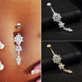 thumbnail image 6 of UDIYO Sexy Women Flower Rhinestone Dangle Bar Barbell Belly Button Ring Body Piercing, 6 of 6