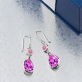 thumbnail image 3 of Gem Stone King 13.70 Ct Pear Shape Pink Created Sapphire 925 Sterling Silver Earrings, 3 of 3