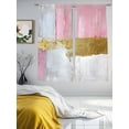 thumbnail image 3 of Abstract Modern Art Sheer Curtains 63 Inches Long 2 Panels Watercolor Pink Gold Soft Wash Light Filtering Semi Sheer Window Curtains Drapes for Bedroom Living Room 52"x63", 3 of 7
