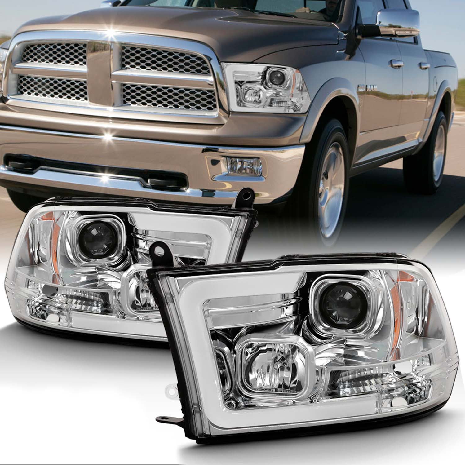 LED 2006 Dodge RAM 1500 PICKUP W/O SIDE CURTAIN Door mount spotlight 6 inch Passenger side WITH install kit -Chrome