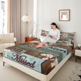 thumbnail image 4 of Feelyou Kawaii Rustic Bird Bed Sheets, Western Wooden Cabin King Sheets, Pink Cherry Blossoms Flower Sheet Set, Super Cozy Room Decor, 4pcs, 4 of 7