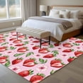 thumbnail image 4 of 5'x8' Area Rugs, Red Strawberry Indoor Outdoor Area Rug for Living Room Bedroom, Summer Fruit Green Leaf Pink Watercolor Washable Bathroom Rugs Kitchen Floor Carpet Mats Home Decor Aesthetic, 4 of 8