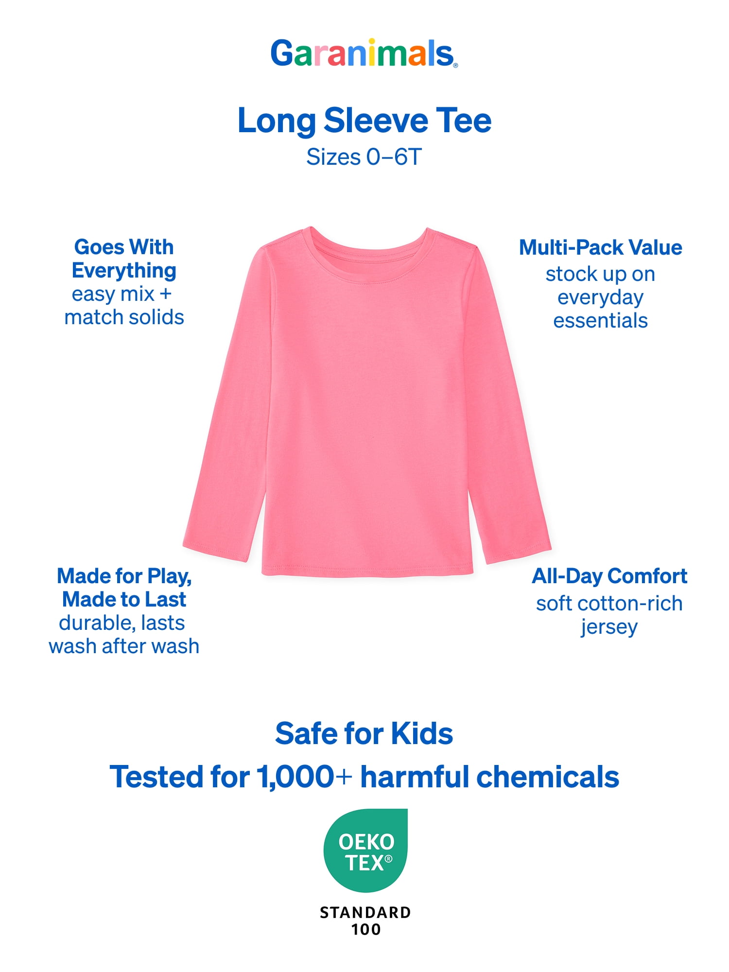 Garanimals Baby & Toddler Girl Long Sleeve Shirts, Single & 3-Pack, Sizes 0-6T