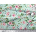 thumbnail image 2 of Soimoi Green Cotton Cambric Fabric Leaves & Ranunculus Floral Print Fabric by the Yard 42 Inch Wide, 2 of 3