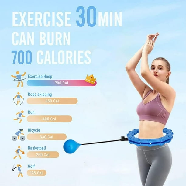 Weighted Hula Hoop Smart Hula Hoop with Weight Ball 24 Knots Detachable and Adjustable Fitness Hula Hoops and Auto Spinning Weighted Ball for Kids