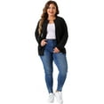thumbnail image 3 of DARING DIVA Women's Plus Long Sleeve Crew Neck Knit Cardigans 1X Black, 3 of 6