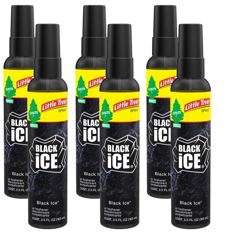 Little Trees Spray Car Air Freshener 6-PACK (Black Ice) 