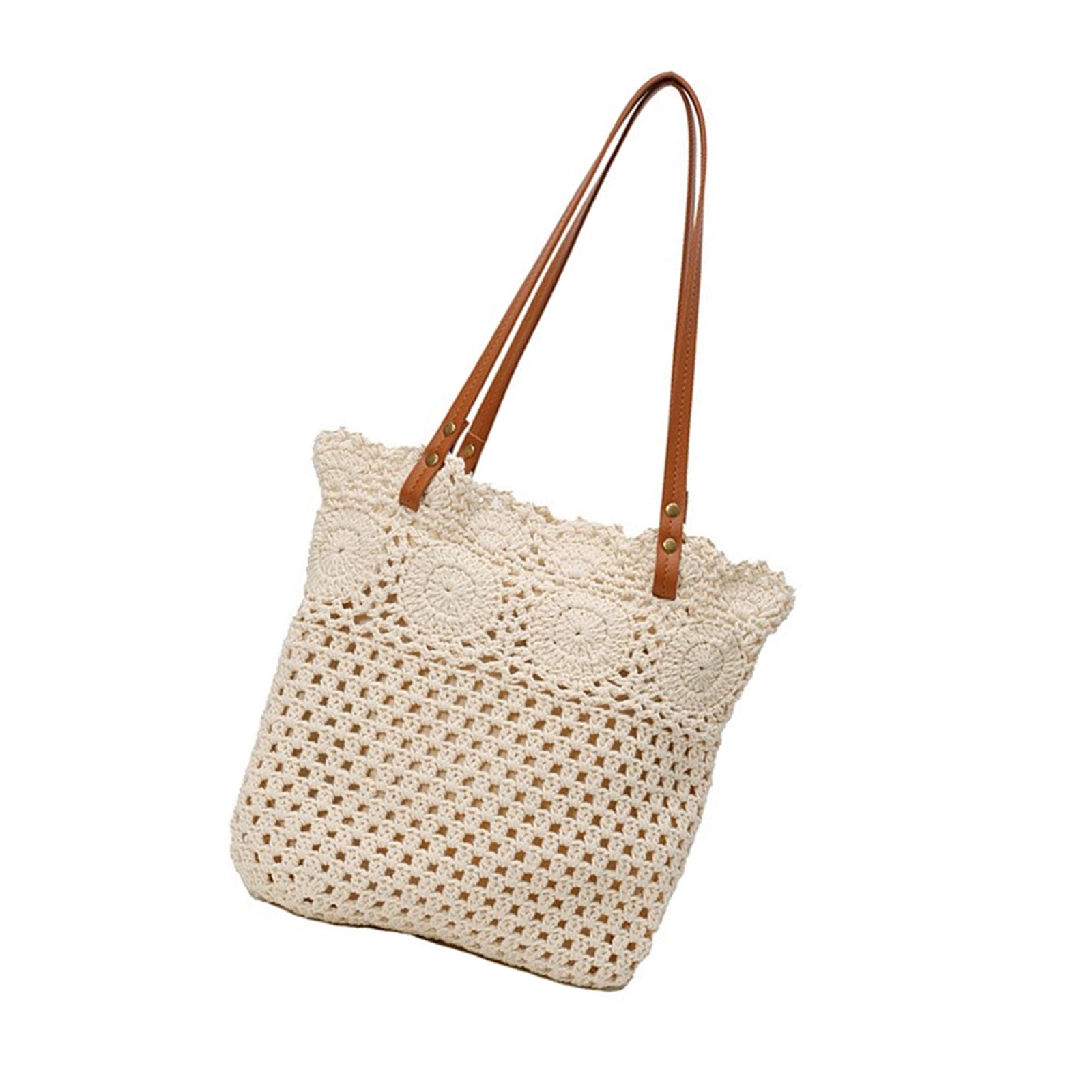 Fashionable Large Capacity Crochet Beach Bag For Women Cotton Hollow Design Shoulder Bags Handbag For Vacation