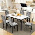 thumbnail image 2 of LinkRomat Modern 7 Piece Dining Table Sets for  6 with 49 inch Faux Marble Kitchen Table Leather Chair, Kitchen Table Sets with Chairs, Gray, 2 of 9