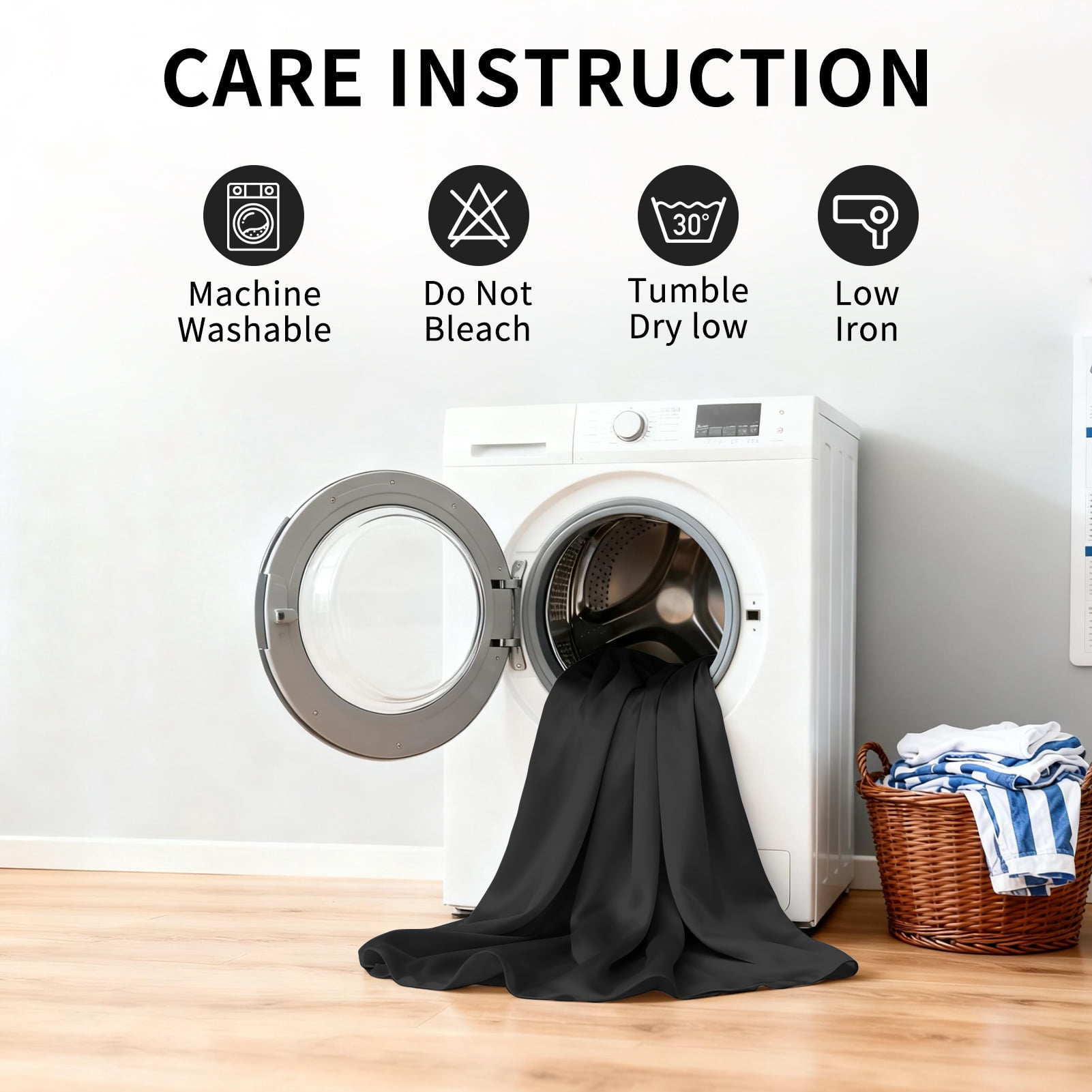 NEWEEN Blackout Curtains Thermal Insulated & Warm Protecting Curtains Eyelet for Living Room/ Bedroom, 52”W x 84”L,2 Panels,Black Curtains