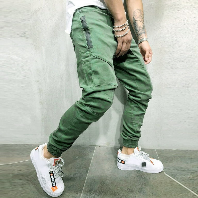 Shpwfbe Cargo Pants New Pure Colored Loose Multi-pocket wear Tether  Trousers Work Pants For Men Men's Joggers With Pockets 