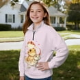 thumbnail image 4 of COEQINE Girls Quarter Zip Sweatshirt Pullover, Loose Fit Long Sleeve Fall Tops with Collar, Soft Polyester Fashion Top for Ages 5-6 Machine Washable, Lizard Pink, 4 of 7