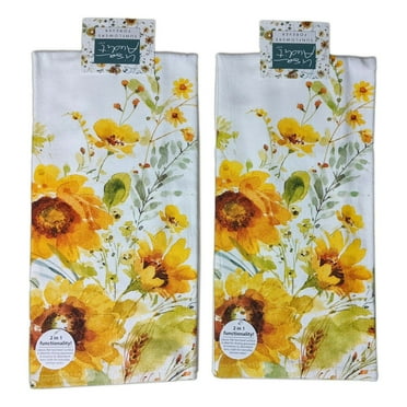 Set of 2 SUNFLOWERS FOREVER Terry Kitchen Towels by Kay Dee Designs