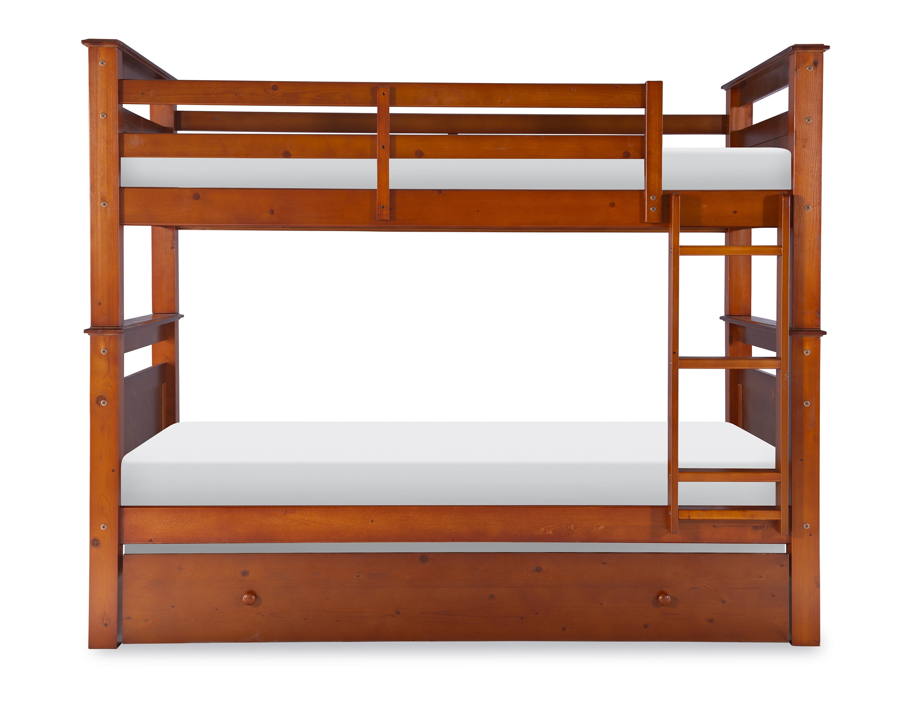 Linon Lemley Pine Bunk Bed Storage, Twin-Over-Twin, Walnut
