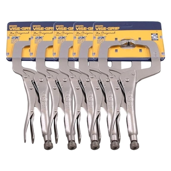 IRWIN Vise Grip 11R 11" C Clamp Locking Regular Tip Easy Release Pliers (5 PACK)