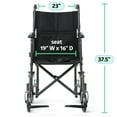thumbnail image 3 of Medline Steel Transport Wheelchair with Permanent Full-Length Arms, Swing-Away Footrest, 250 lb Capacity, Black, 3 of 6