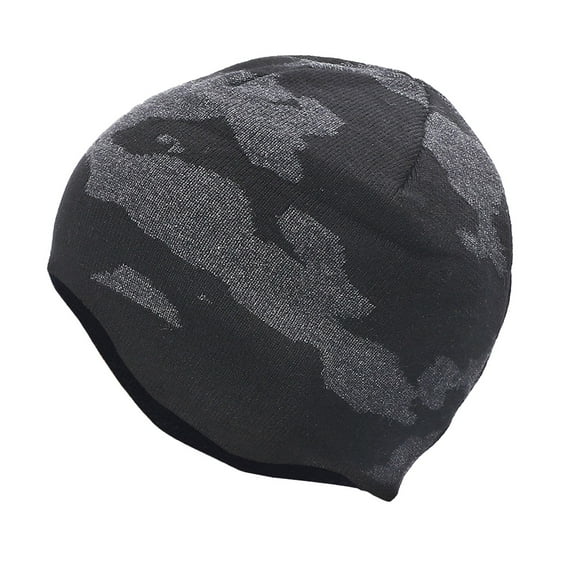 BKQCNKM Winter Hats for Men Beanies Hats Men Double-layer Cap Set Hat Camouflage Hat Ear Knit Cycling Marm Winter Sports Ski Woolen Baseball Caps Ski Hats for Men Black One Size