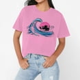 thumbnail image 3 of NAMTYQX Graphic Tees for Women Soft Patterned Round Neck Short Sleeve Baggy Hawaii mit Print Light Oversized Plus Size Blouses for Women Pink Size XL, 3 of 5