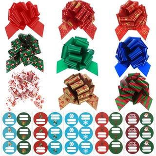 Bowdacious Gift Bows, 54 Christmas Holiday Bows, 3D Looking Self-Adhesive Gift Bows with Foil Accents and Attached Gift Tag, Perfect for Christmas and