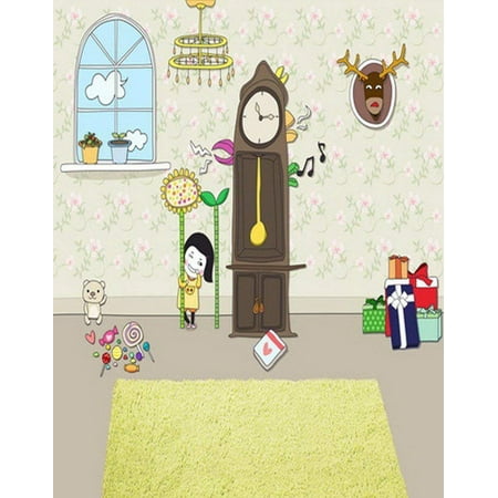 Image of ABPHOTO Polyester Cartoon House Flowers Gift Photography Backdrops Photo Props Studio Background 5x7ft