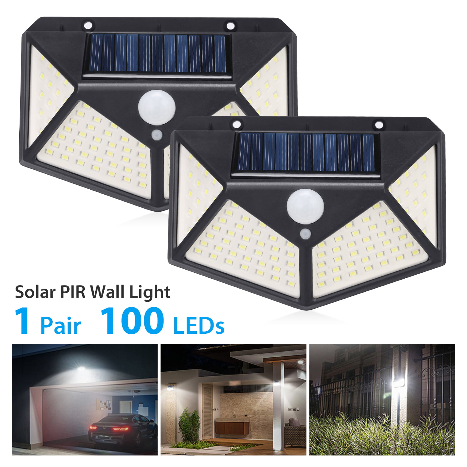 108/208LED Solar PIR Motion Sensor Light Outdoor Garden Yard Security Wall Light 