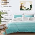 thumbnail image 4 of Aqua White Ombre Bedding 3 Piece Duvet Cover Set California King, Chic Modern Funny Abstract Striped Art Soft Microfiber Comforter Cover with Zipper Closure & Pillowcases, FadeResistant Quilt Cover, 4 of 9