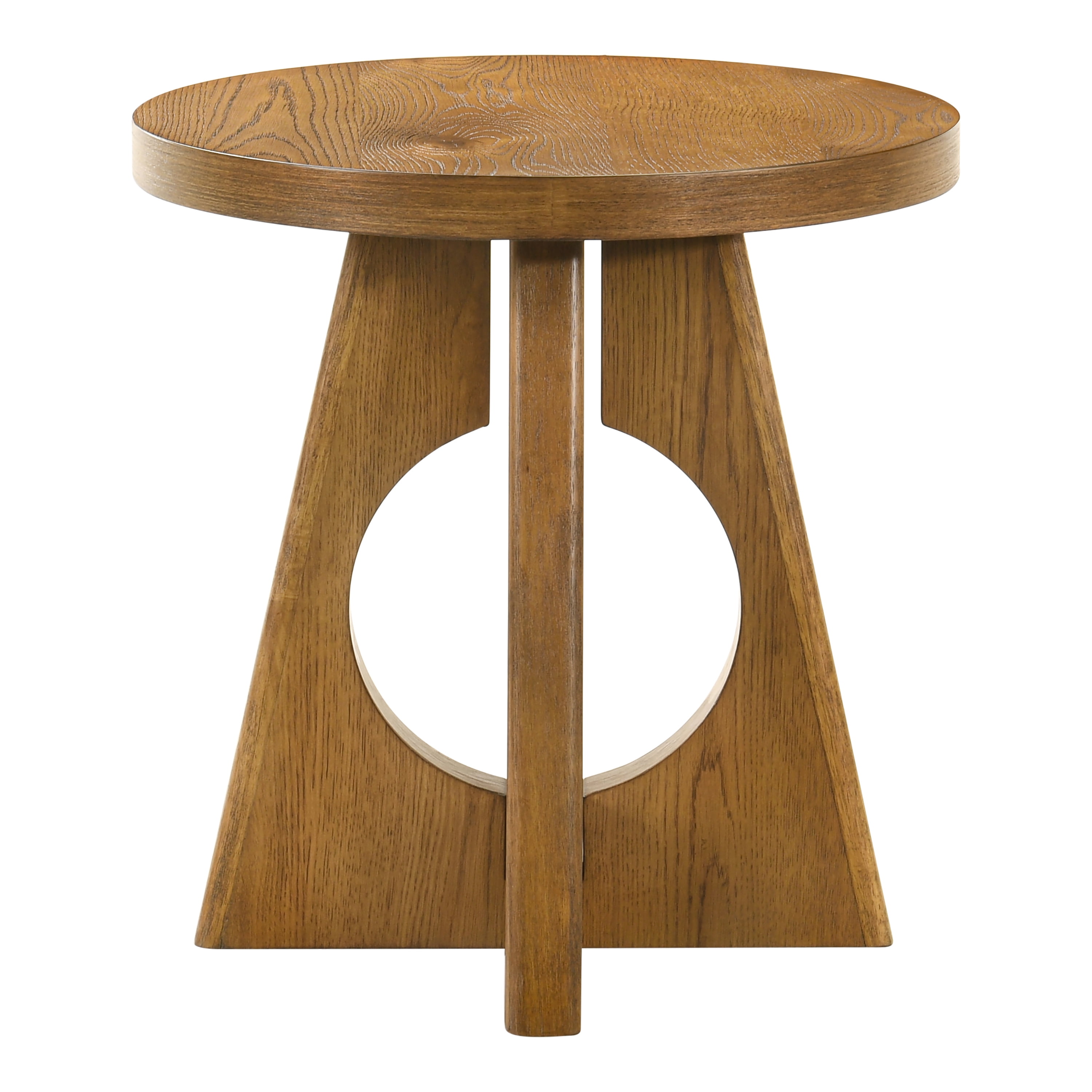 Furniture of America Amesdat Modern Wood 23-inch Round End Table with Pedestal Base, Walnut